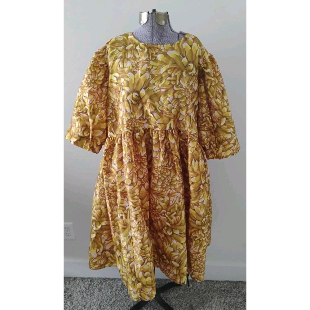 Kika Vargas Target Floral Mum Print Babydoll Mini Dress 2X Puff Sleeve EUC Party